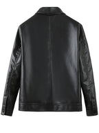 Men's Faux Leather Jacket with Zip and Pockets