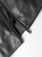 Men's Faux Leather Jacket with Zip and Pockets