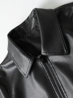 Men's Faux Leather Jacket with Zip and Pockets
