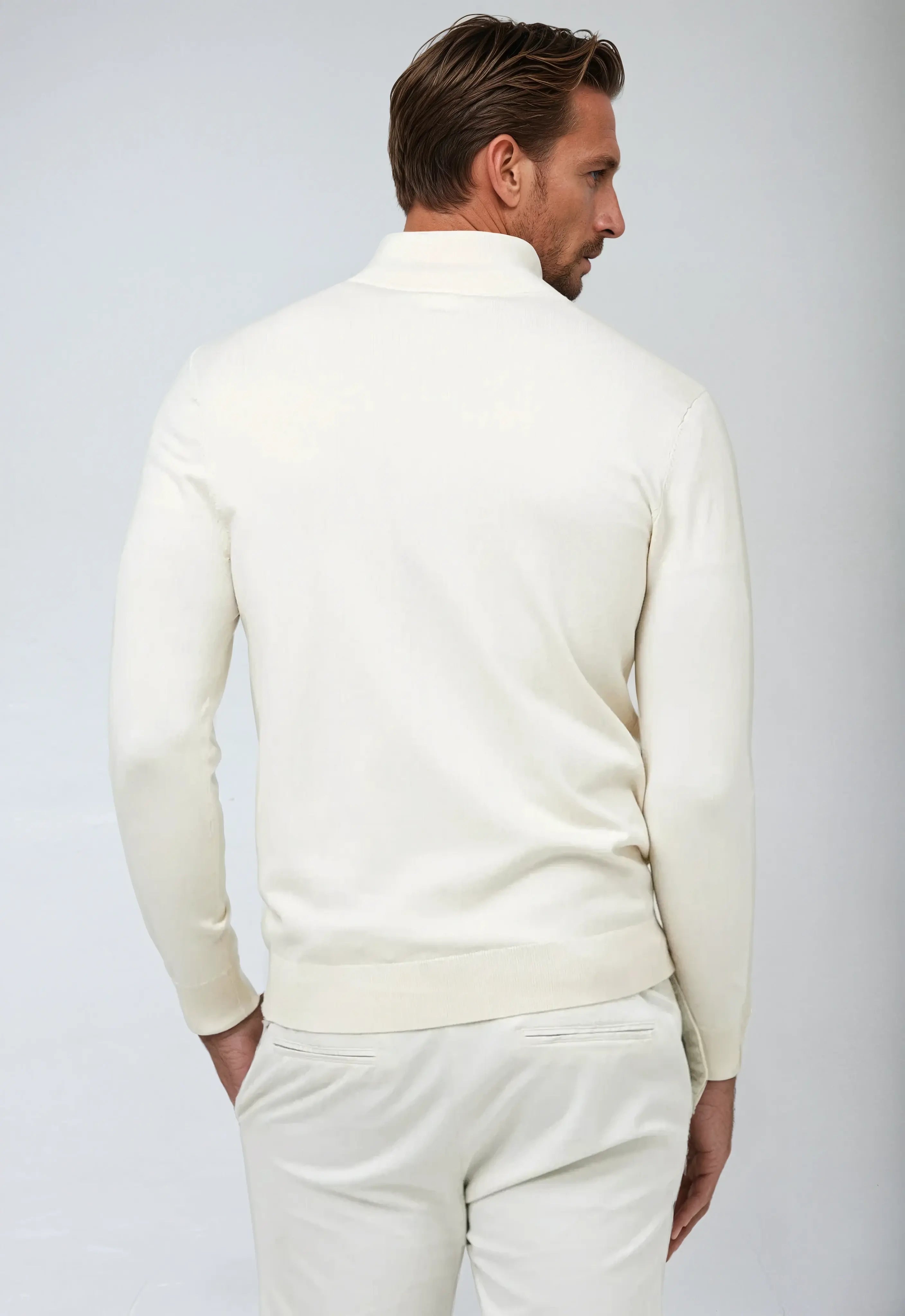 Men's White Half-Zip Sweatshirt