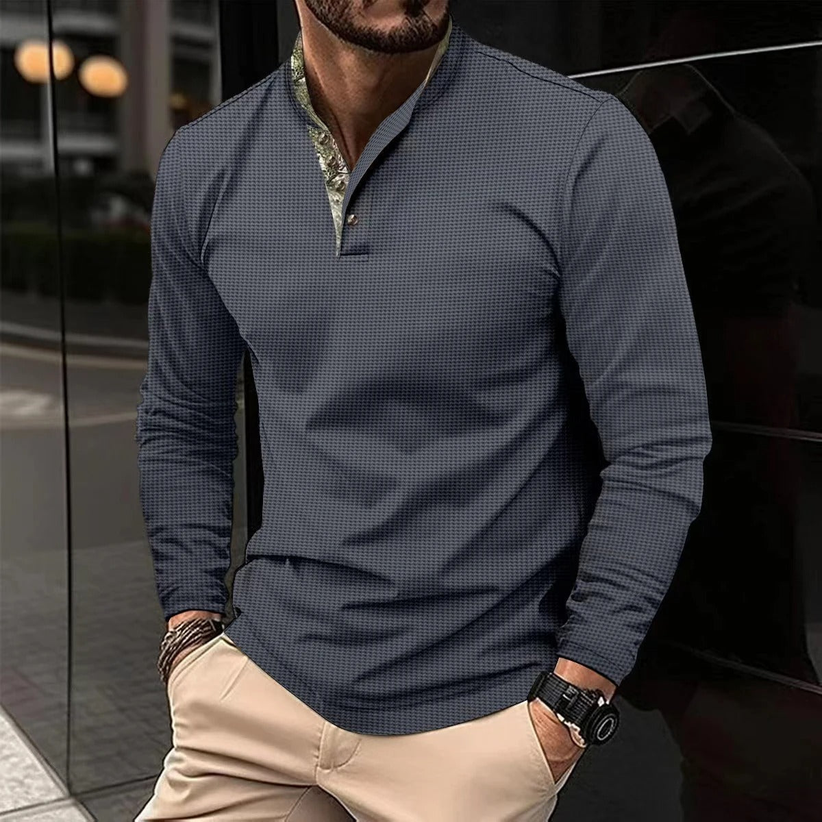 Men's Button-neck Polo Shirt