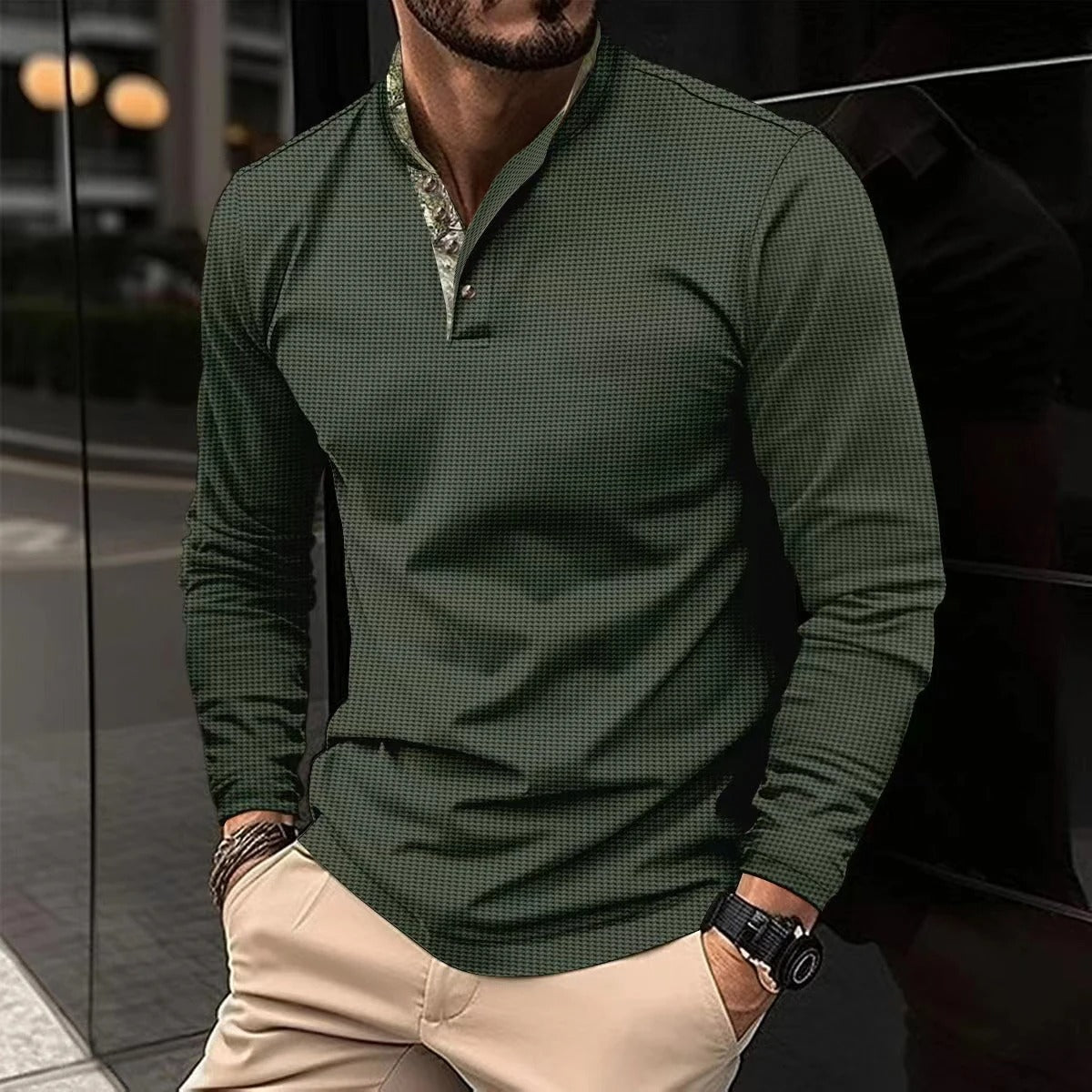 Men's Button-neck Polo Shirt