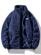 Men's Quilted-Lined Corduroy Jacket with High Collar