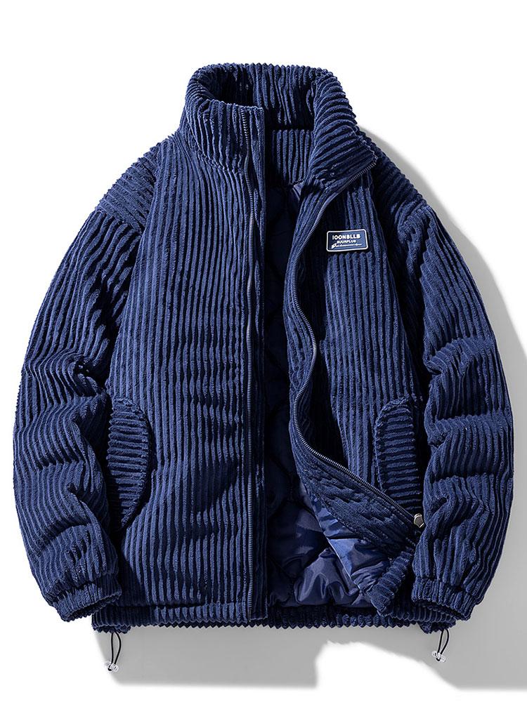 Men's Quilted-Lined Corduroy Jacket with High Collar
