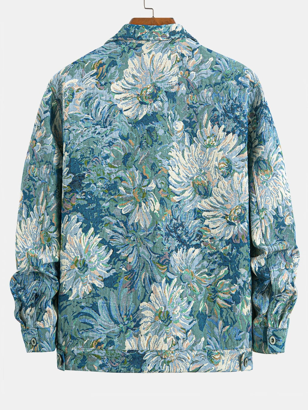 Men's Painted Floral Print Jacket – Vintage Botanical Pattern Button-Up