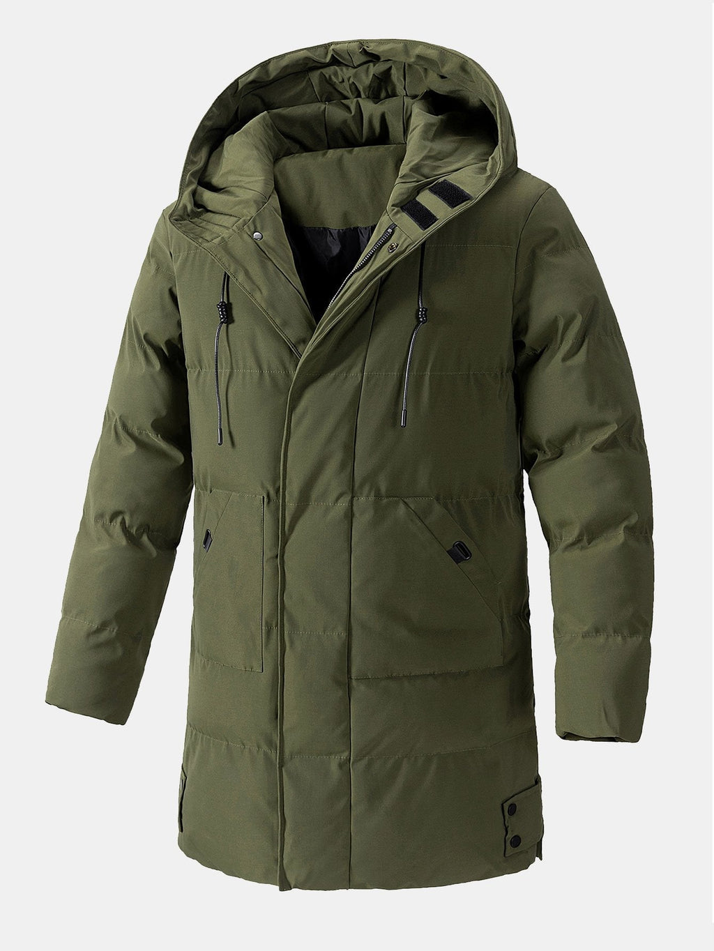 Men's Long Hooded Puffer Parka Coat – Warm Padded Winter Outerwear