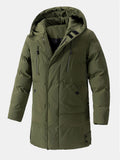 Men's Long Hooded Puffer Parka Coat – Warm Padded Winter Outerwear