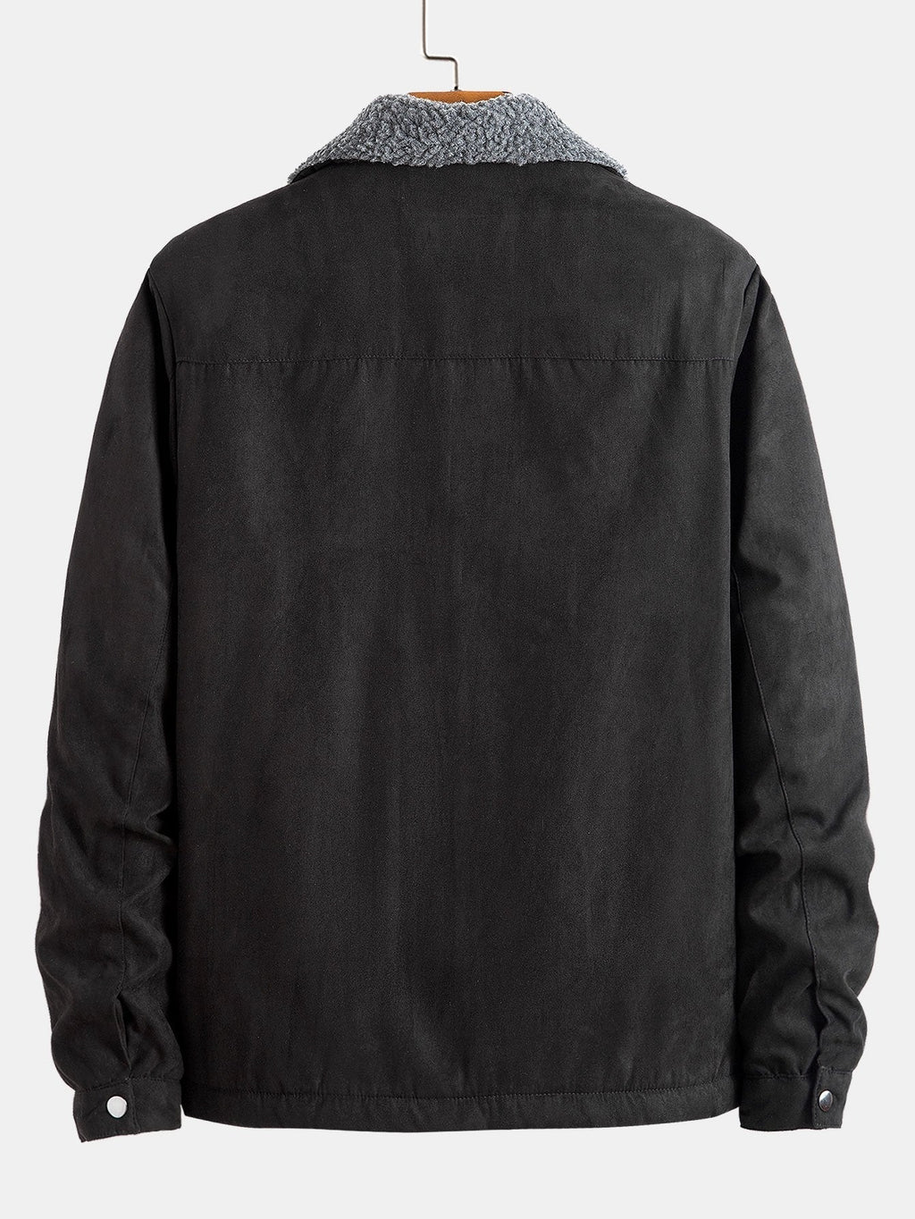 Men's Teddy-Lined Faux Suede Jacket – Warm Zip-Up Winter Outerwear