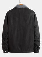 Men's Teddy-Lined Faux Suede Jacket – Warm Zip-Up Winter Outerwear