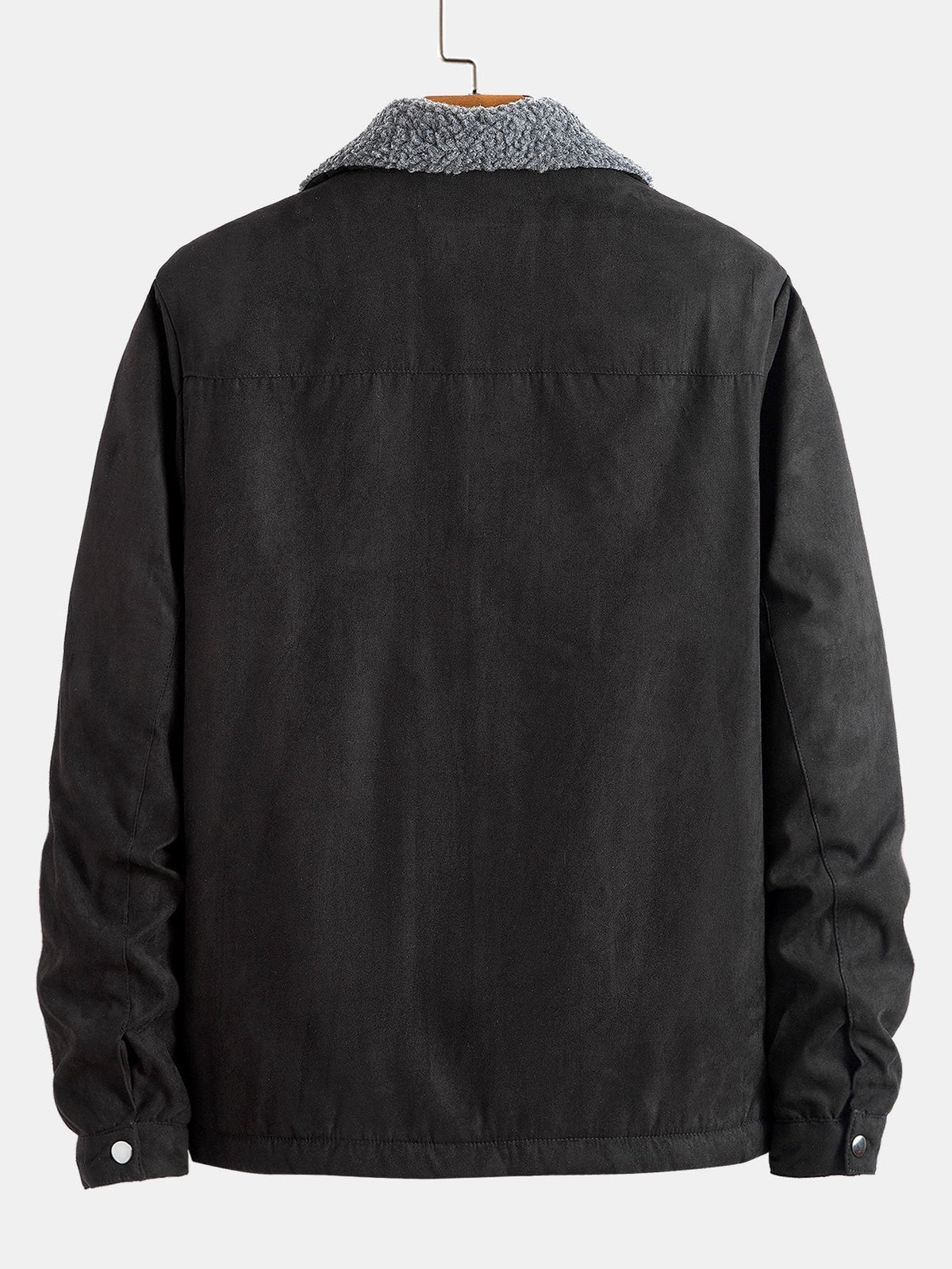 Men's Teddy-Lined Faux Suede Jacket – Warm Zip-Up Winter Outerwear