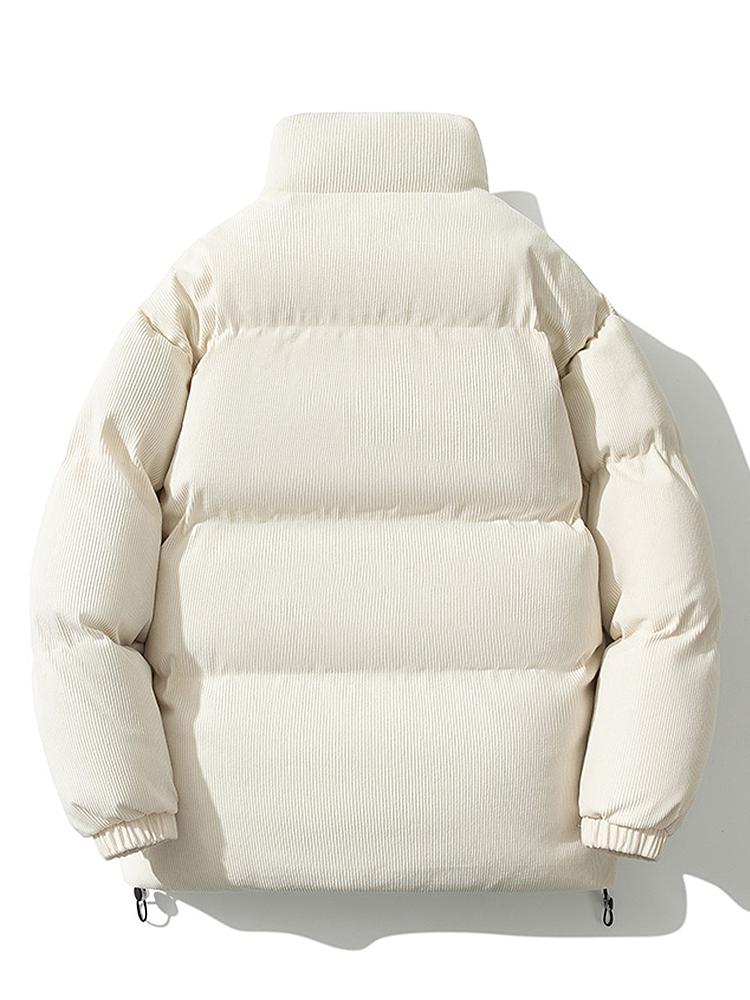 Men's Corduroy Puffer Jacket with High Collar
