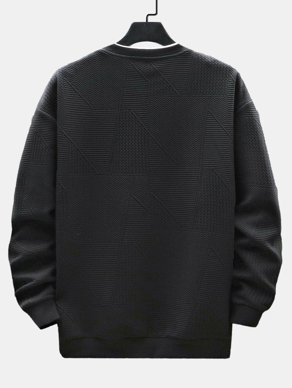 Men's Geometric Jacquard Sweatshirt – Relaxed Fit Textured Crew Neck