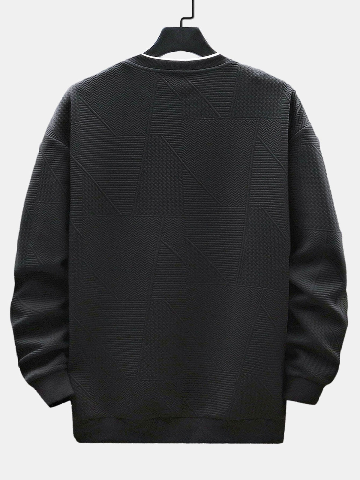 Men's Geometric Jacquard Sweatshirt – Relaxed Fit Textured Crew Neck