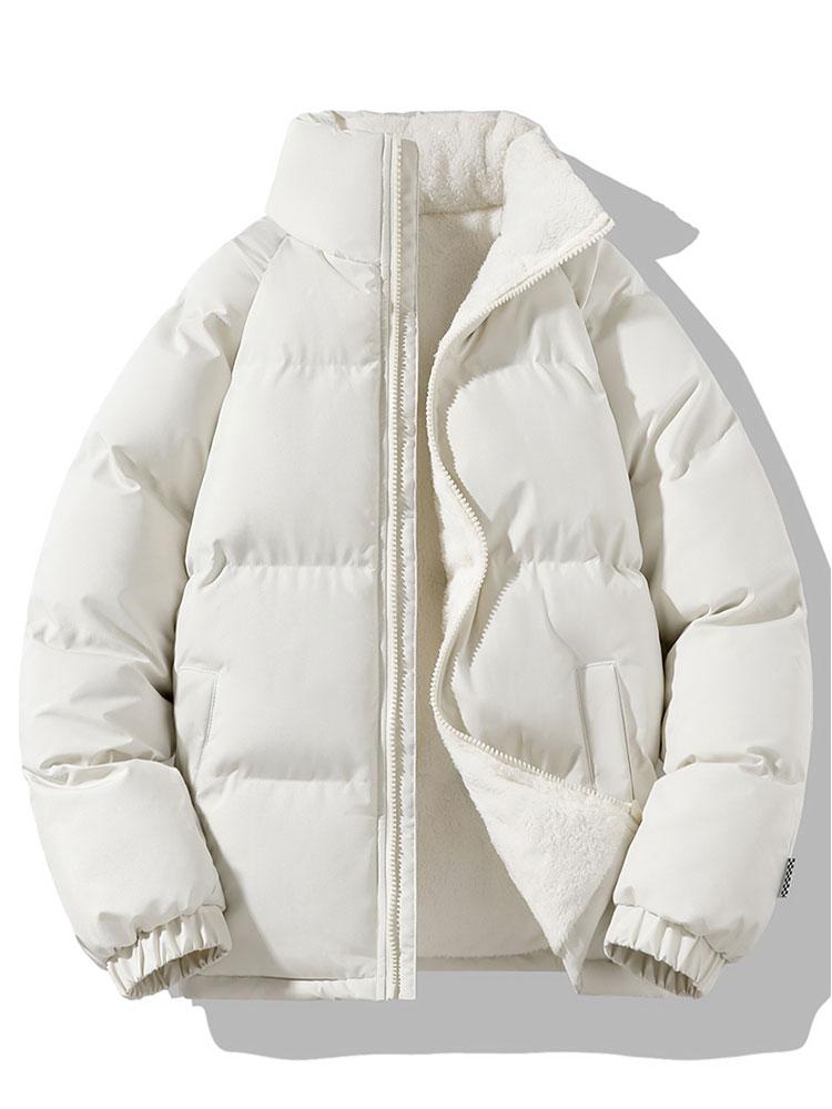 Men's Sherpa-Lined Puffer Jacket with High Collar