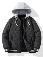 Men's Teddy-Lined Quilted Bomber Jacket – Diamond Stitched Winter Outerwear