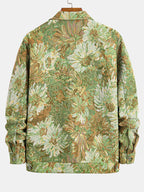 Men's Painted Floral Print Jacket – Vintage Botanical Pattern Button-Up