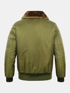 Men's Quilted-Lined Bomber Jacket with Faux Fur Collar
