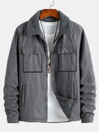 Men's Teddy-Lined Faux Suede Jacket – Warm Zip-Up Winter Outerwear