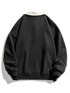 Men's Contrast Polo Collar Sweatshirt – Relaxed Fit Cotton Blend Long