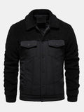 Men's Quilted-Lined Teddy Fleece Jacket – Warm Colour Block Winter