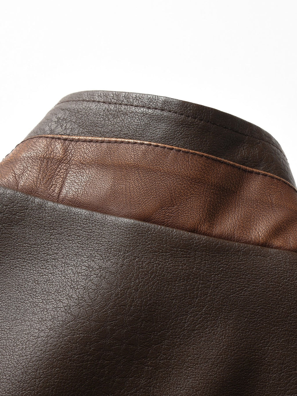 Men's Vintage Faux Leather Zip-Up Jacket with Stand Collar