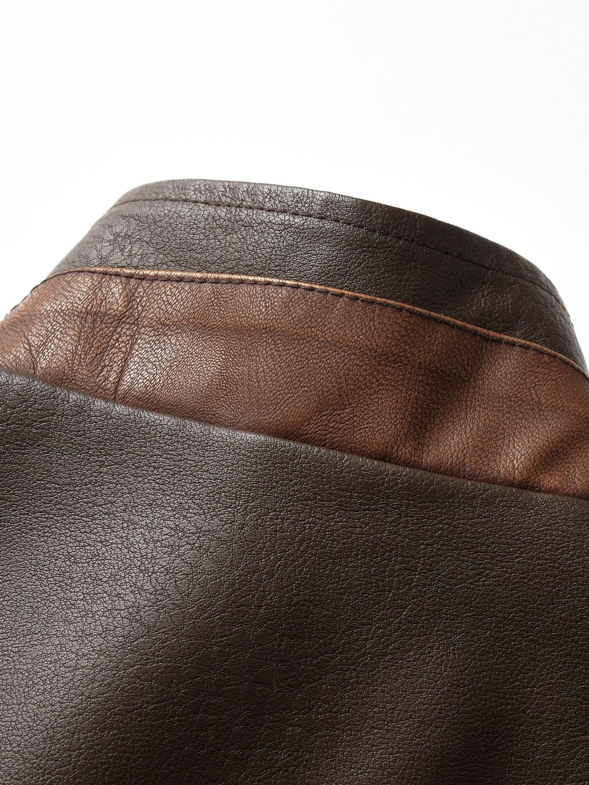 Men's Vintage Faux Leather Zip-Up Jacket with Stand Collar