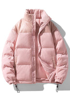 Men's Padded Corduroy Puffer Jacket – High Collar Zip-Up Winter Coat