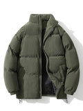 Men's Corduroy Puffer Jacket with High Collar