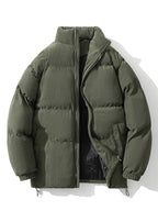 Men's Corduroy Puffer Jacket with High Collar