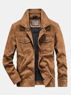 Men's Vintage Faux Suede Jacket with Button Front