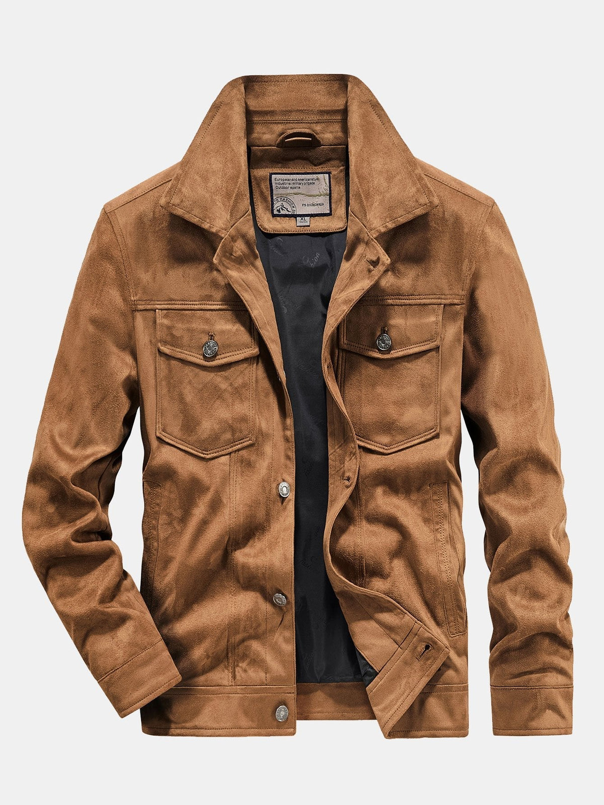Men's Vintage Faux Suede Jacket with Button Front