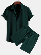 Men's Muscle Fit Ribbed Shirt and Shorts Set