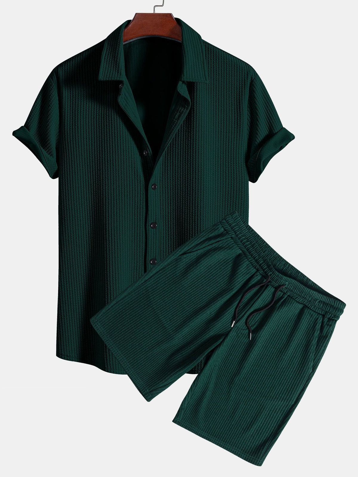 Men's Muscle Fit Ribbed Shirt and Shorts Set