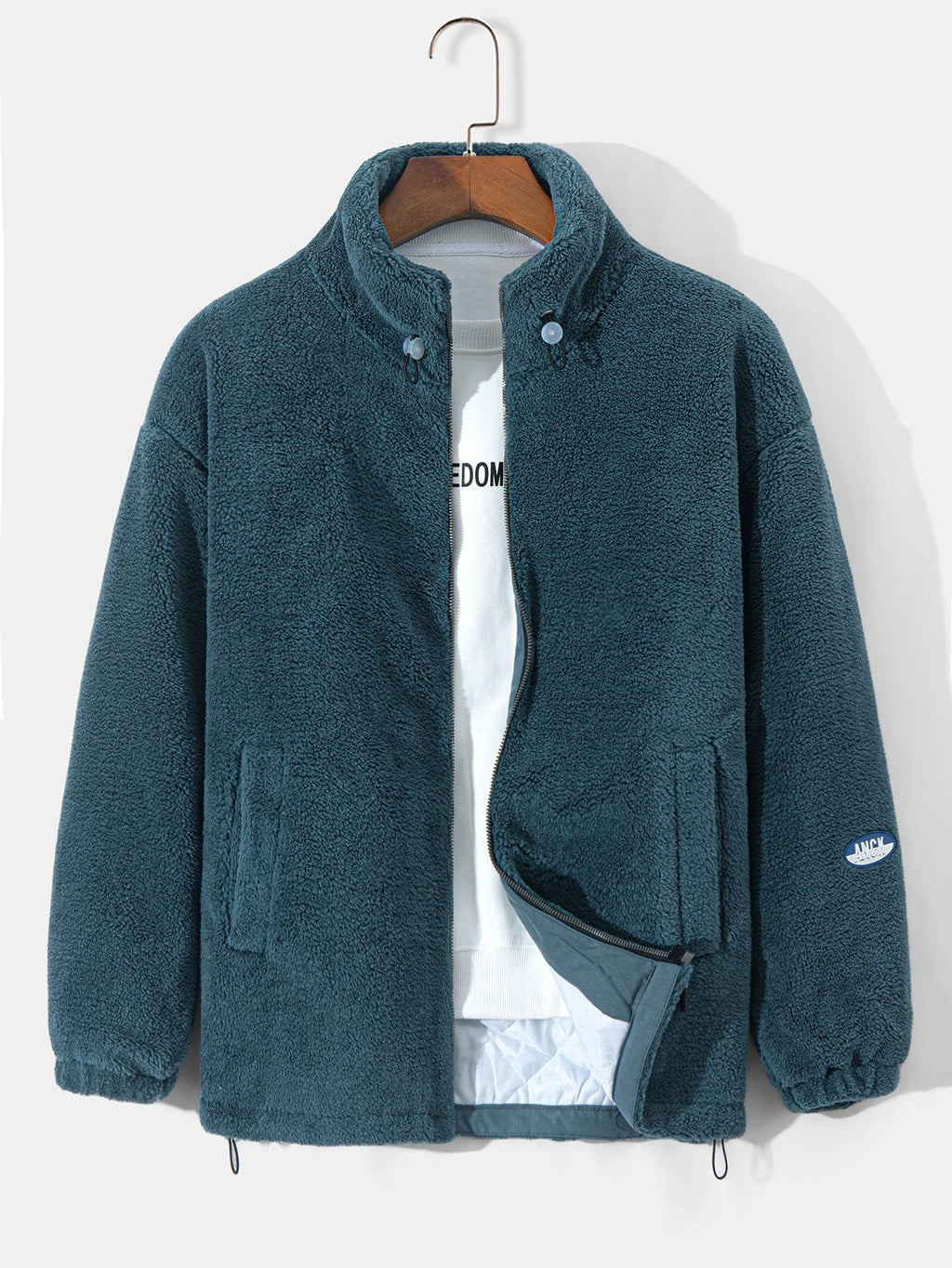 Men's Quilted-Lined Teddy Fleece Jacket – Warm Zip-Up Winter Outerwear