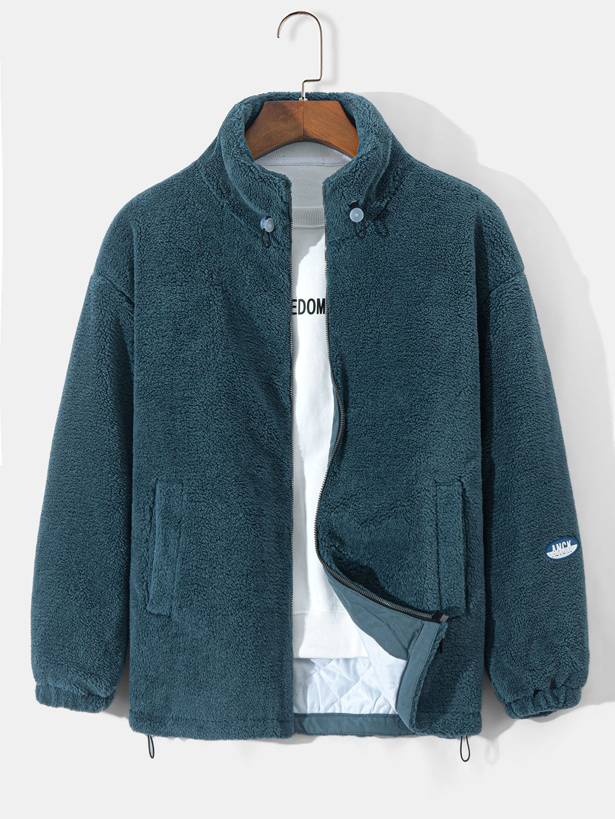 Men's Quilted-Lined Teddy Fleece Jacket – Warm Zip-Up Winter Outerwear