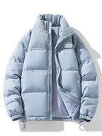 Men's Corduroy Panel Puffer Jacket – Warm High Collar Padded Winter