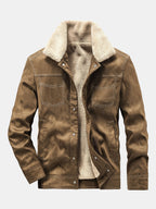 Men's Faux Suede Teddy-Lined Utility Jacket