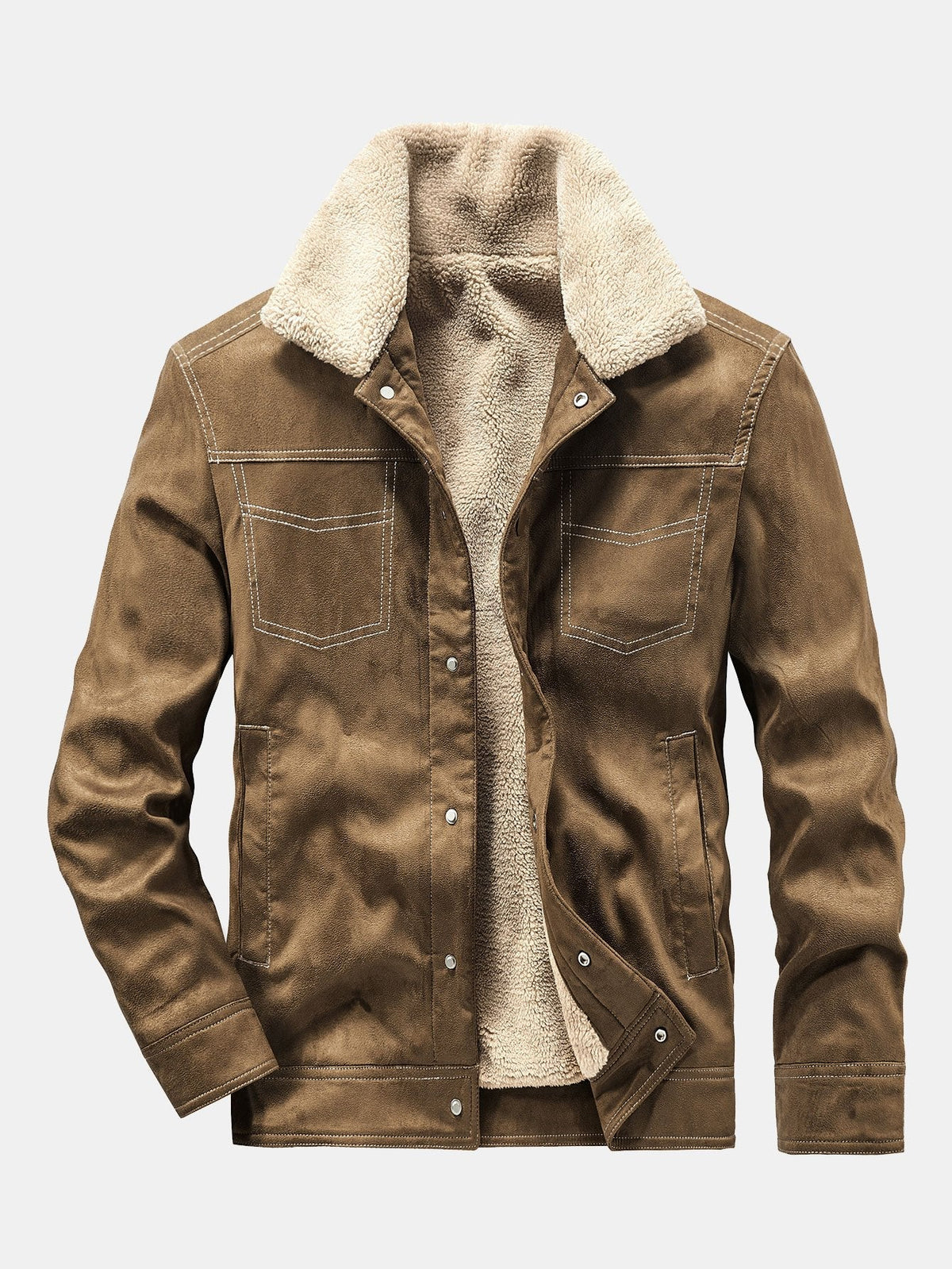 Men's Faux Suede Teddy-Lined Utility Jacket