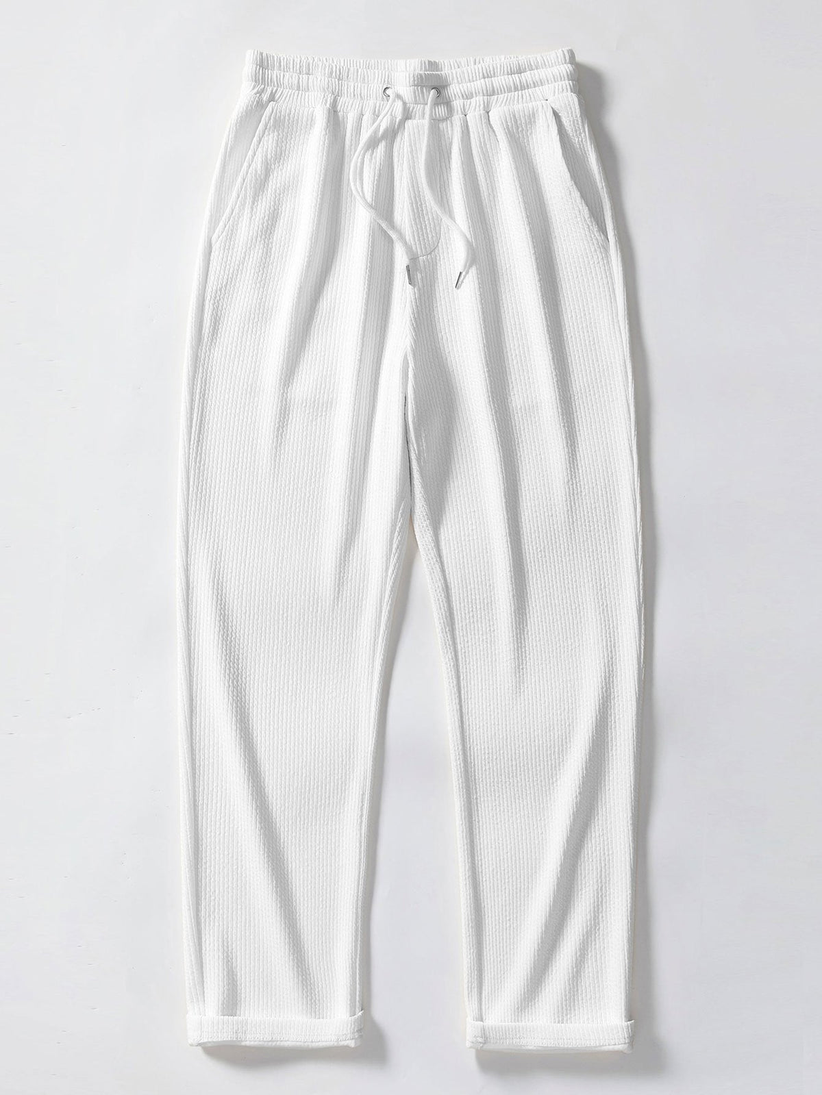 Men's Knitted Button-Up Shirt and Straight-Leg Trousers Set