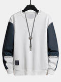 Men's Colour Block Crew Neck Sweatshirt – Relaxed Fit Long Sleeve Casual