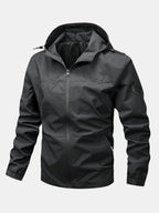 Men's Lightweight Hooded Zip-Up Jacket – Adjustable Hood and Elasticated