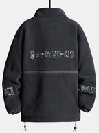Men's Quilted-Lined Teddy Fleece Jacket – Warm High Collar Zip-Up Outdoor