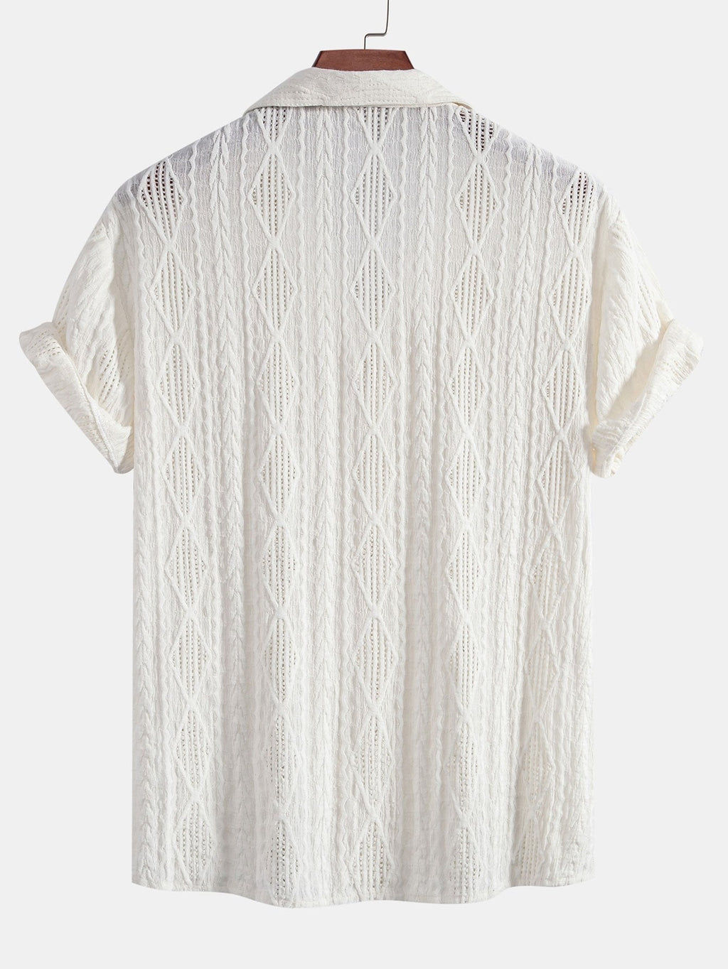 Men's Geometric Jacquard Shirt with Cuban Collar