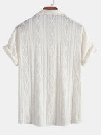 Men's Geometric Jacquard Shirt with Cuban Collar