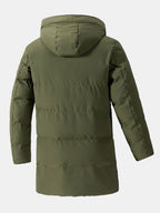 Men's Long Hooded Puffer Parka Coat – Warm Padded Winter Outerwear