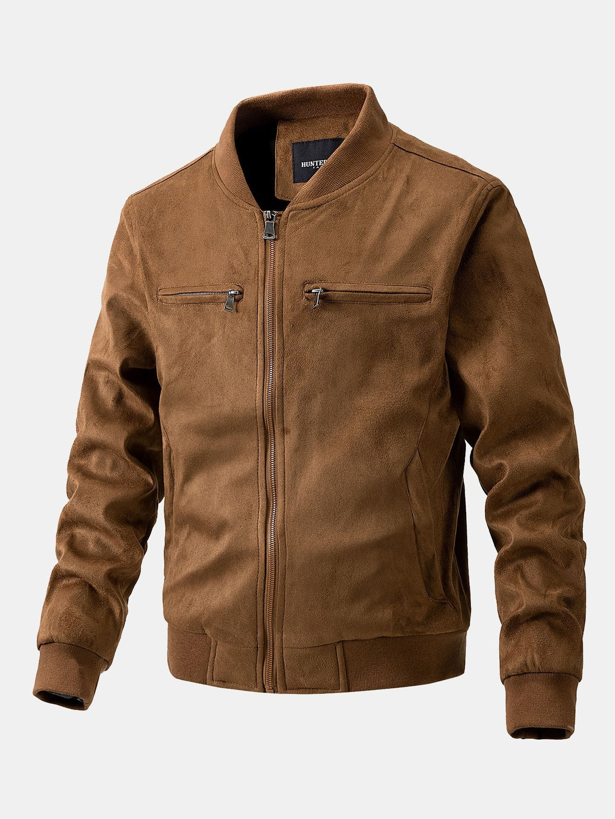 Men's Faux Suede Bomber Jacket – Quilted-Lined Zip-Up Outerwear