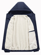 Men's Teddy Fleece-Lined Hooded Windbreaker Jacket