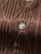 Men's Geometric Jacquard Shirt with Cuban Collar