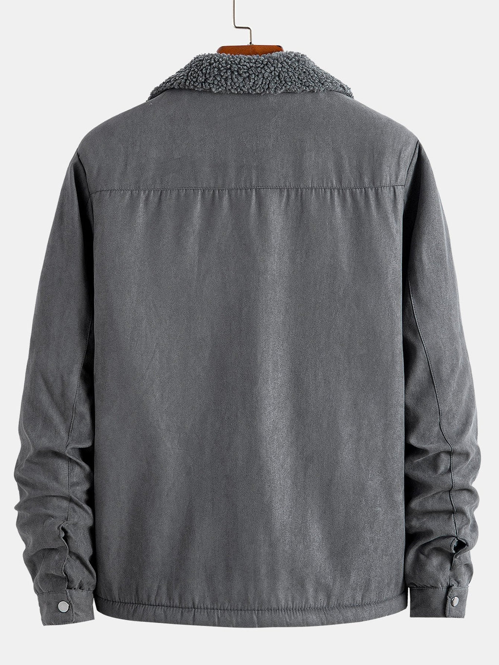 Men's Teddy-Lined Faux Suede Jacket – Warm Zip-Up Winter Outerwear
