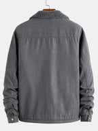 Men's Teddy-Lined Faux Suede Jacket – Warm Zip-Up Winter Outerwear
